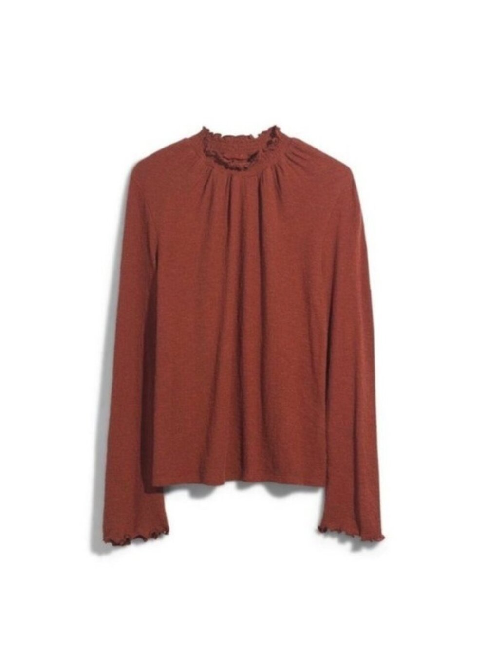 Madewell | Texture & Thread Ruffled Mockneck Top | Size Extra Small - Picture 3 of 10